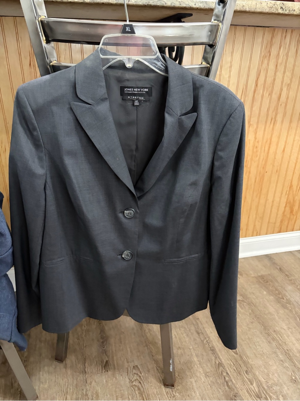 Jones New York Charcoal Two-Button Tailored Blazer